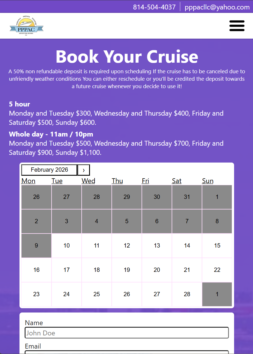 Personal Private Pleasure Adventure Cruises mobile